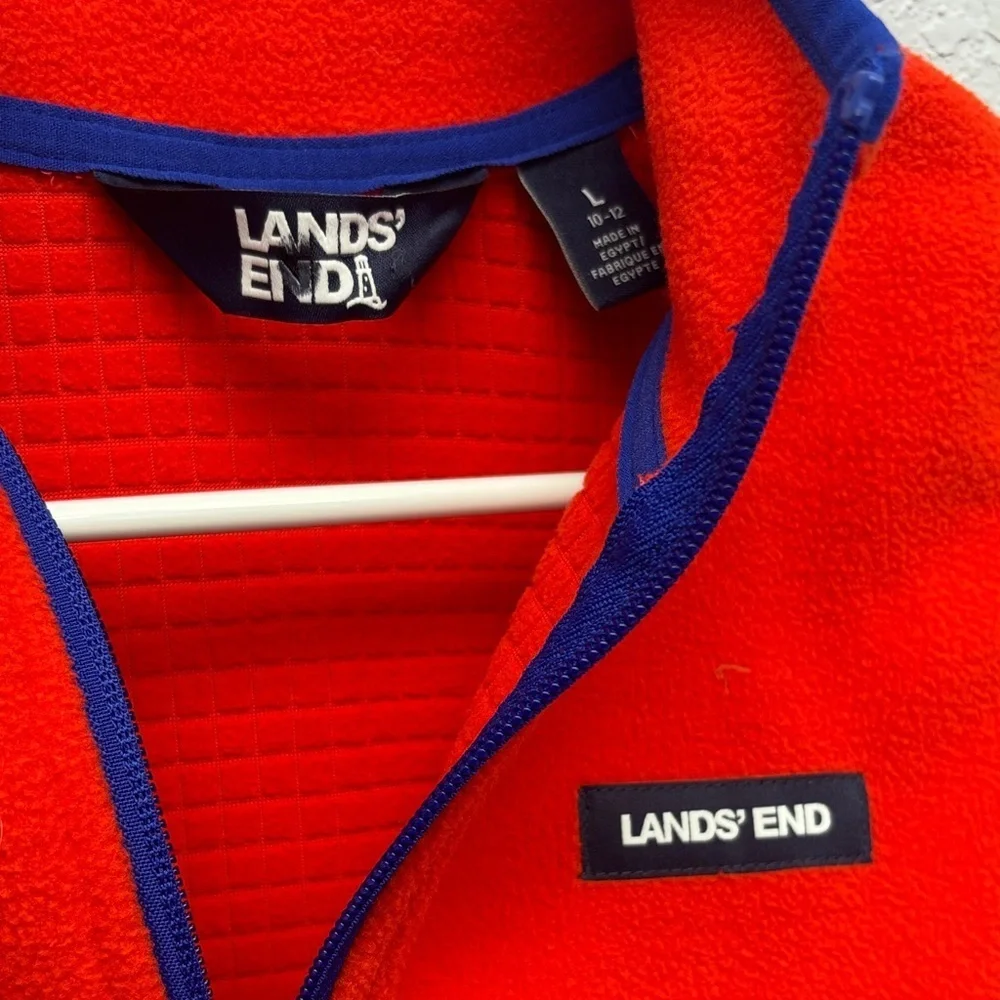 Lands' End HiVis Kids 10-12yo Lightweight Waffle Jacket w Blue Accents, EUC.